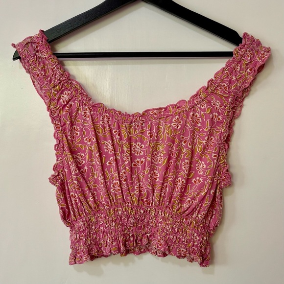 Patrons of Peace| Pink and Yellow Floral Cropped Tank Top Sz S - Picture 3 of 5